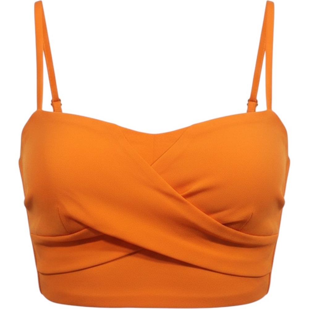 House of Harlow 1960 Womens Small Orange Cami Crop Top Smocked Back Spaghetti